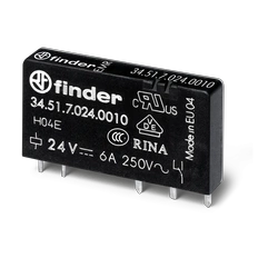 FINDER Przekaźnik elektromagnetyczny wąski do gniazd i obwodów drukowanych 1P 6A 24V DC; 34.51.7.024.0010