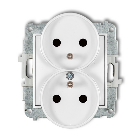 MINI Mechanizm gniazda podwójnego do ramki 2x(2P+Z) (  z przesłoną torów) MGPR-2ZP 