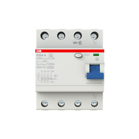 ABB Wyłącznik różnicowo-prądowy serii STANDARD F204-A-100/0,03; 4-polowy; typ A; I=100A; In=30mA