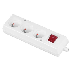 Gniazdo wtyczkowe potrójne z wyłącznikiem 3x2P+Z 16A 250V  GN-370WS 