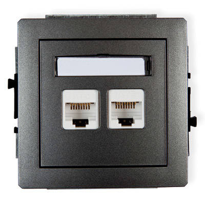 DECO Mechanizm gniazda komputerowego podwójnego 2x RJ45 cat.5e grafitowy  11DGK-2