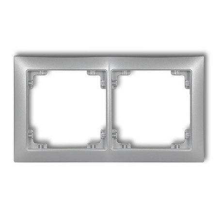 DECO Ramka uniwersalna podwójna z tworzywa DECO Soft srebrny metalik 7DRSO-2