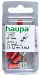 HAUPA Nasuwka konektorowa izolowana 0,5-1,0/6,3x0,8 czerwona PVC 260392/10