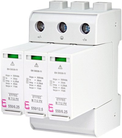 Ogranicznik przepięć T1, T2 (B, C) - do systemów PV ETITEC M T12 PV 1100/12,5 Y